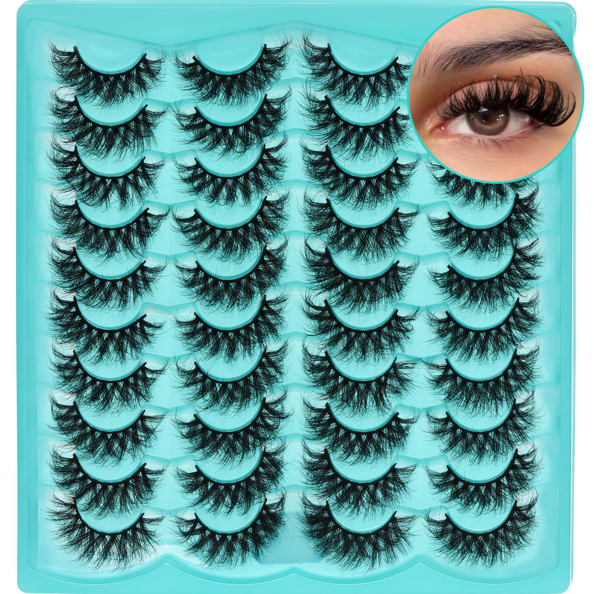 Lashes 3D Fluffy Faux Mink Eyelashes 20 Pairs Volume D Curl Super Soft Fake Eyelashes 20MM Dramatic False Lashes Fluffy Strip Lashes Wispy Mixed Eye Lashes Multipack, by Anforlin