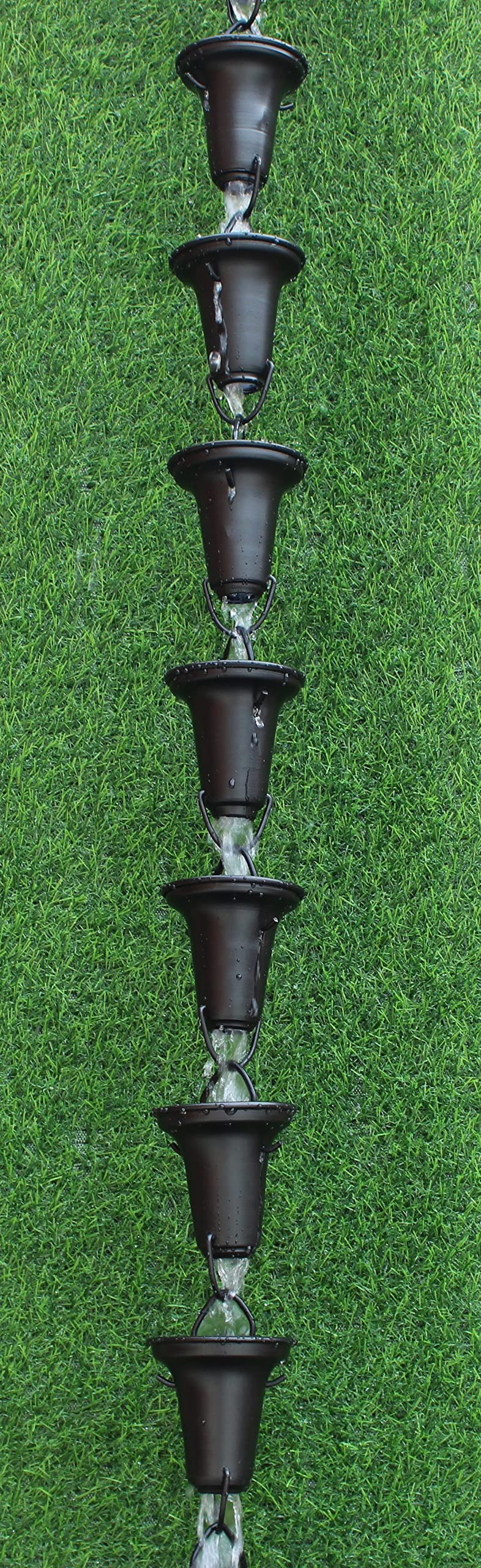 KAM Home Cup Regenkette, 2,5 m lang, flache schwarze Pulverbeschichtung aus Aluminium