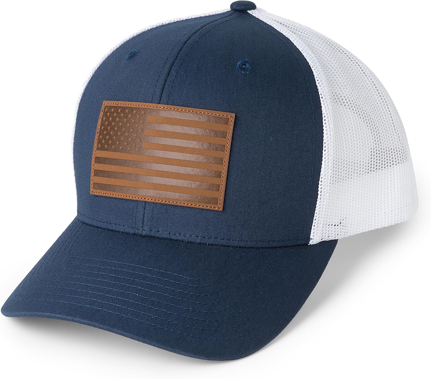 13 STRIPES American Flag Hat – Leather Patch Mesh Back Snapback Hat for Men & Women USA Flag Trucker Hat, Casual Unisex Hat