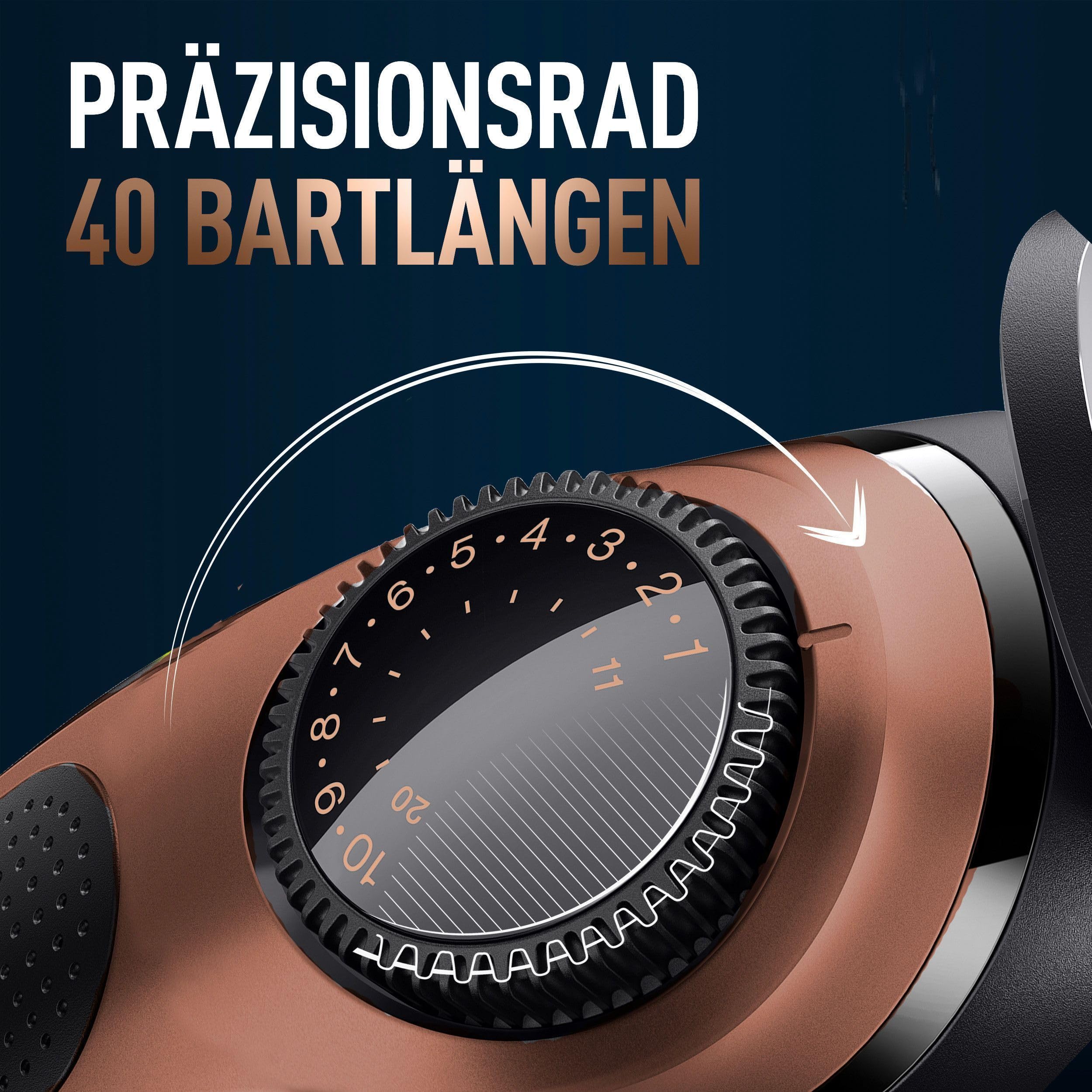 King C. Gillette Barttrimmer Pro, Geschenkset, Kupfer - Bartschneider Herren, Trimmer mit Präzisionsrad für 40 Längen, Kabelloser Bart Rasierer, Inkl. Bartshampoo 60ml + Bartbalsam 25ml
