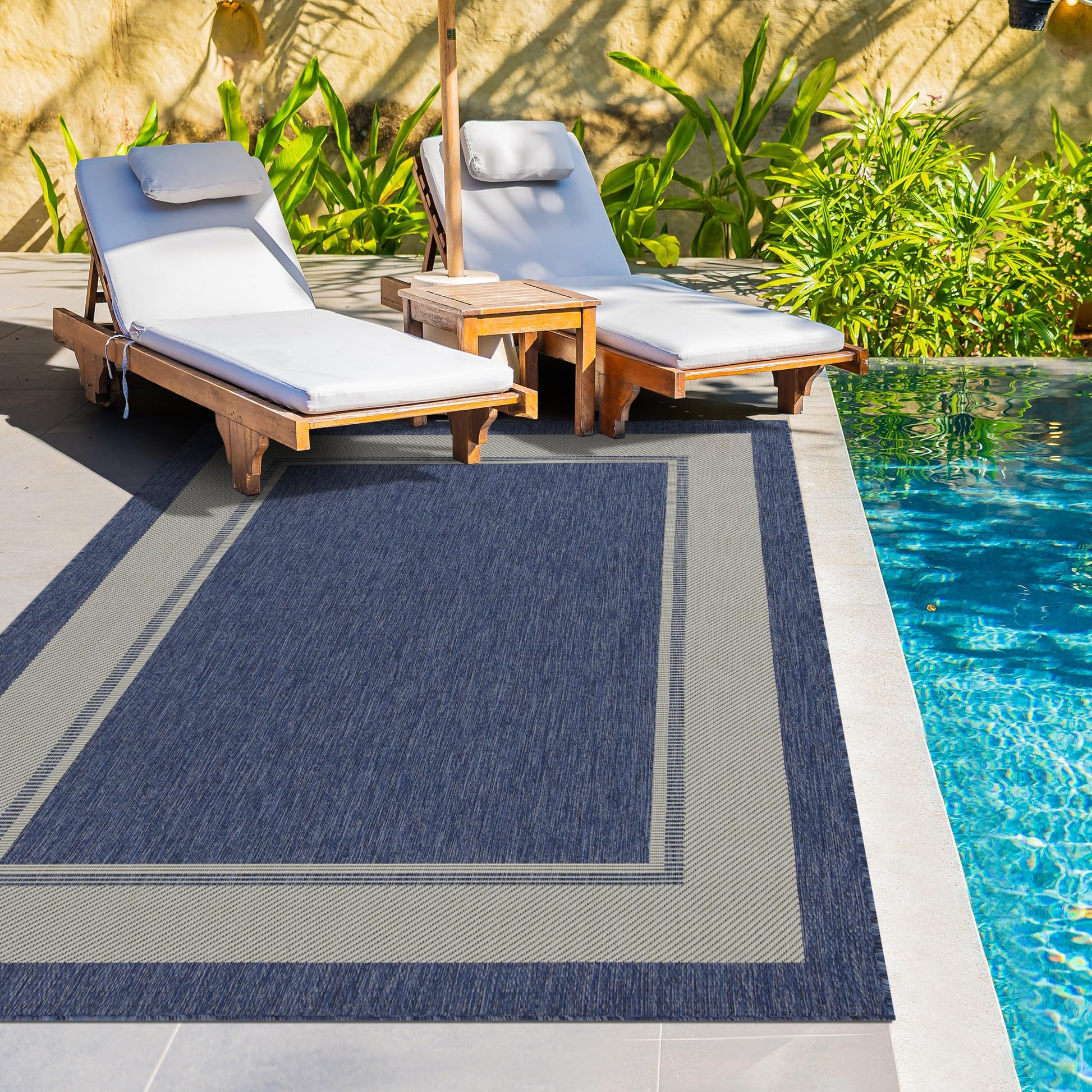 HomeArt Outdoor Rugs | Easy-Cleaning Indoor & Outdoor Area Rugs for Porch, Deck, Balcony, Garden, Picnic, Kitchen, Hallway | UV & Weather-Resistant Large Patio Rug Mats | Anthracite Cream 200 x 290 cm — view 419