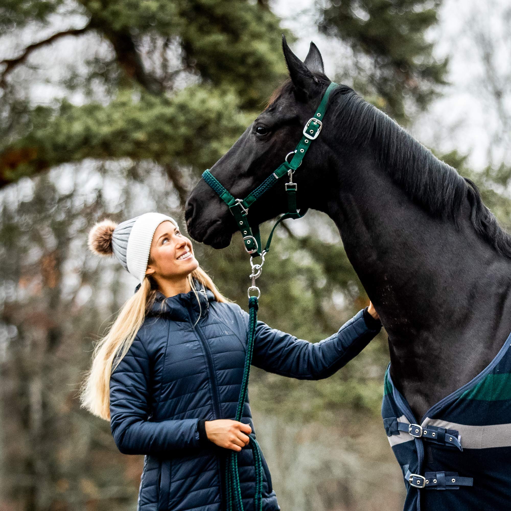 HORZE Damen Reitmantel Charlotte, Gesteppte Reitjacke Winter, wasserdicht, Blau, 40