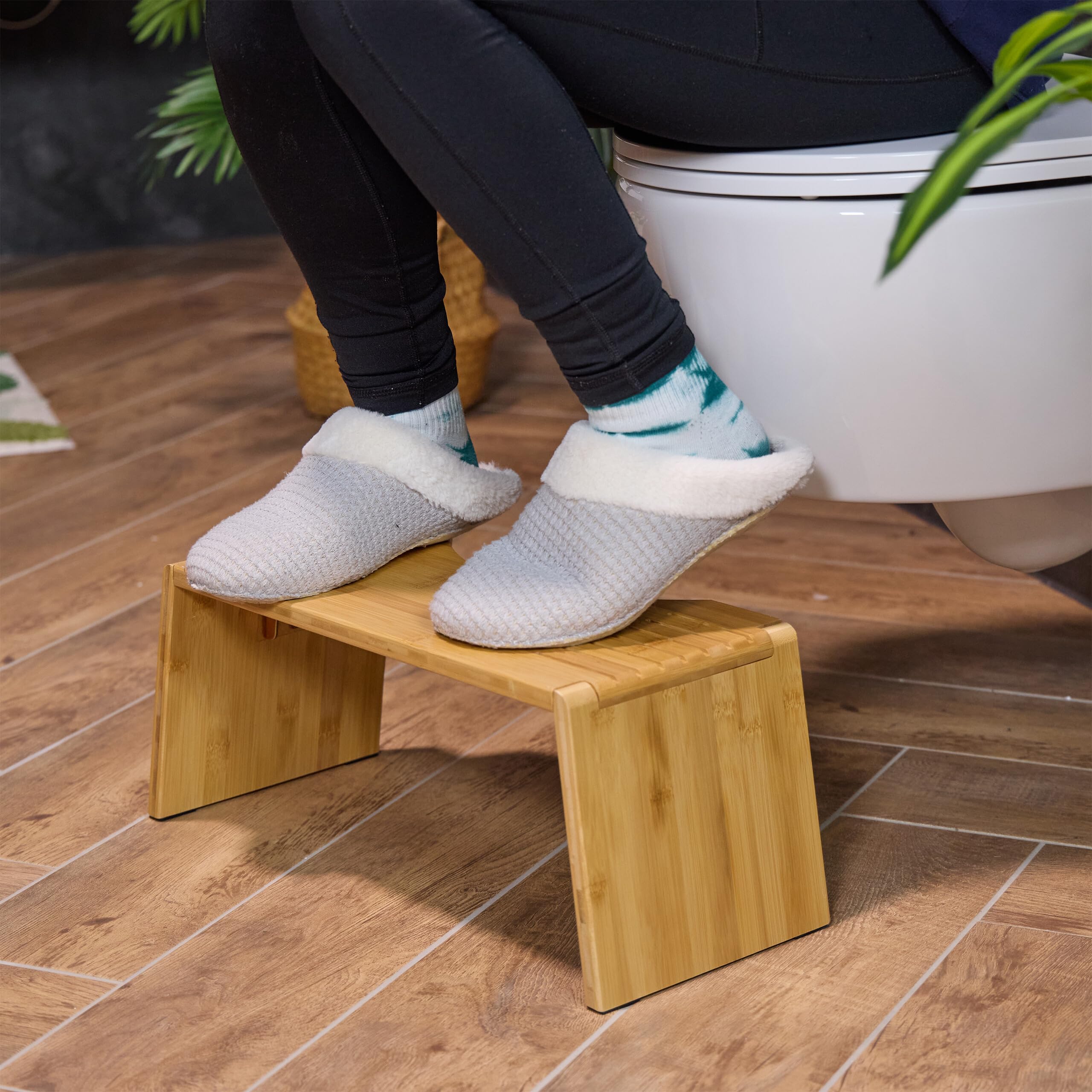 Relaxdays Taburete Fisiológico Plegable, Banco Baño y WC para Defecar, Banquito Sanitario Adulto, 19x48,5x20 cm, Natural