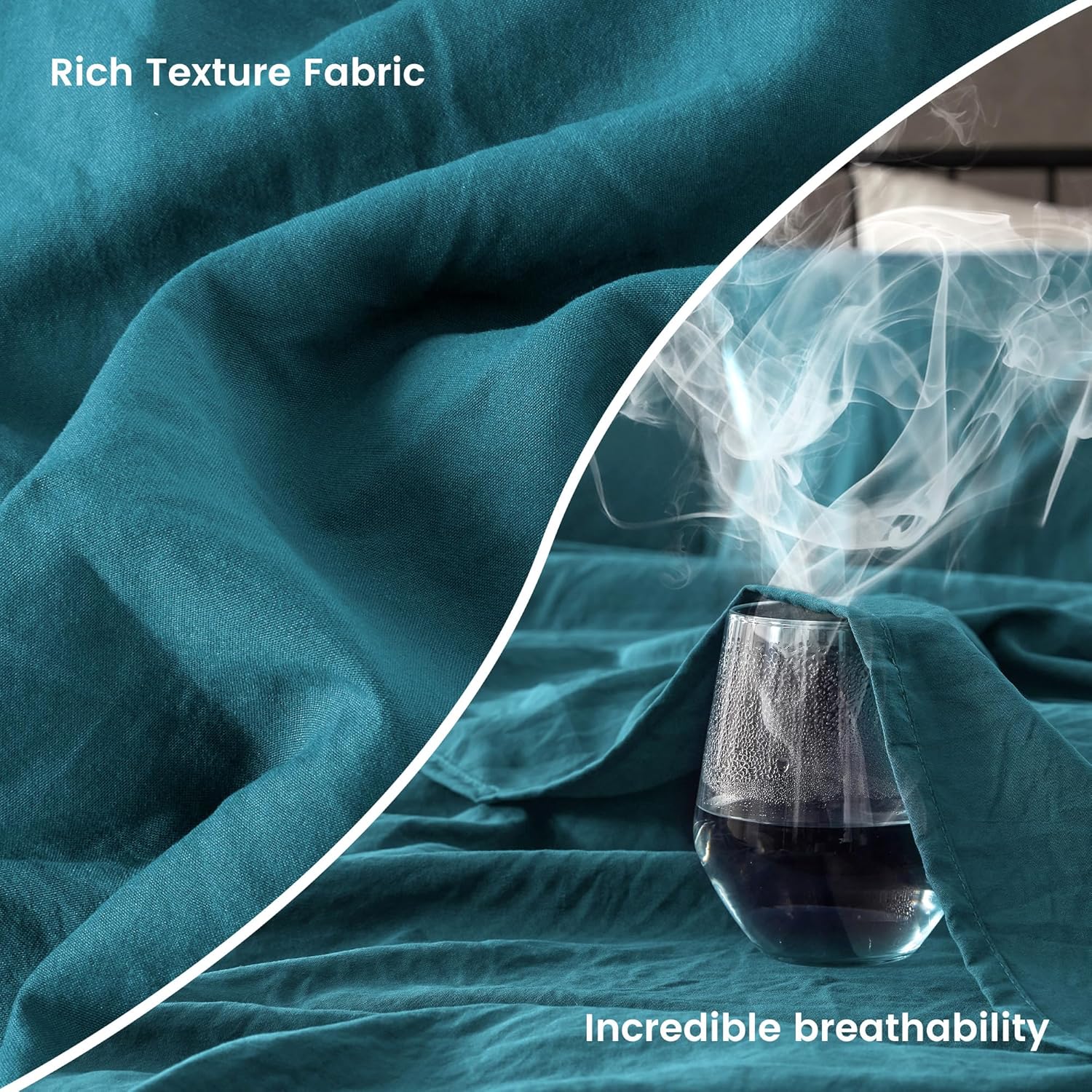 SLEEP ZONE Queen Sheet Set - Bed Sheets for Queen Size Bed Set - Washed Microfiber - 4 Piece Hotel Luxury Bedding Sheets with Fitted Sheet, Flat Sheet & 2 Pillowcases - Deep Pocket (Teal)