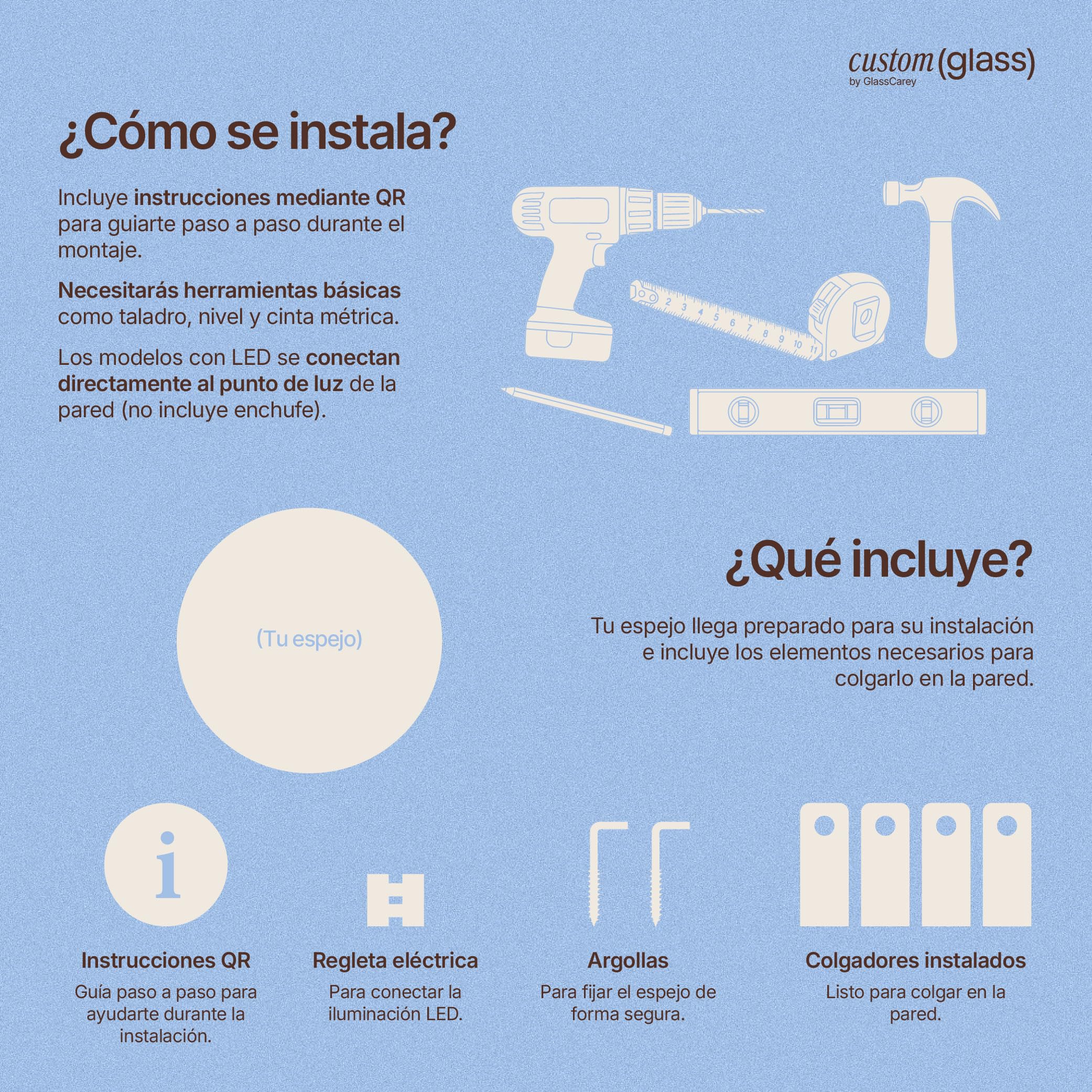 CustomGlass Espejo de Baño con iluminación Led Redondo Varias Medidas con Forma Circular Pared (Redondo 80 cm)