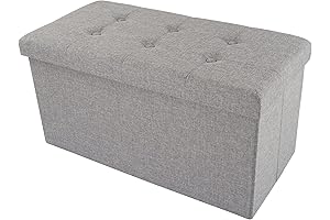 Lavish Home 30-Inch Tufted Folding Empty Storage Ottoman