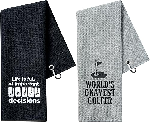 Vista 9 de R HORSE 2 piezas de divertidas toallas de golf, toallas de microfibra bordadas para bolsas con clip, accesorios deportivos de cumpleaños para Azul