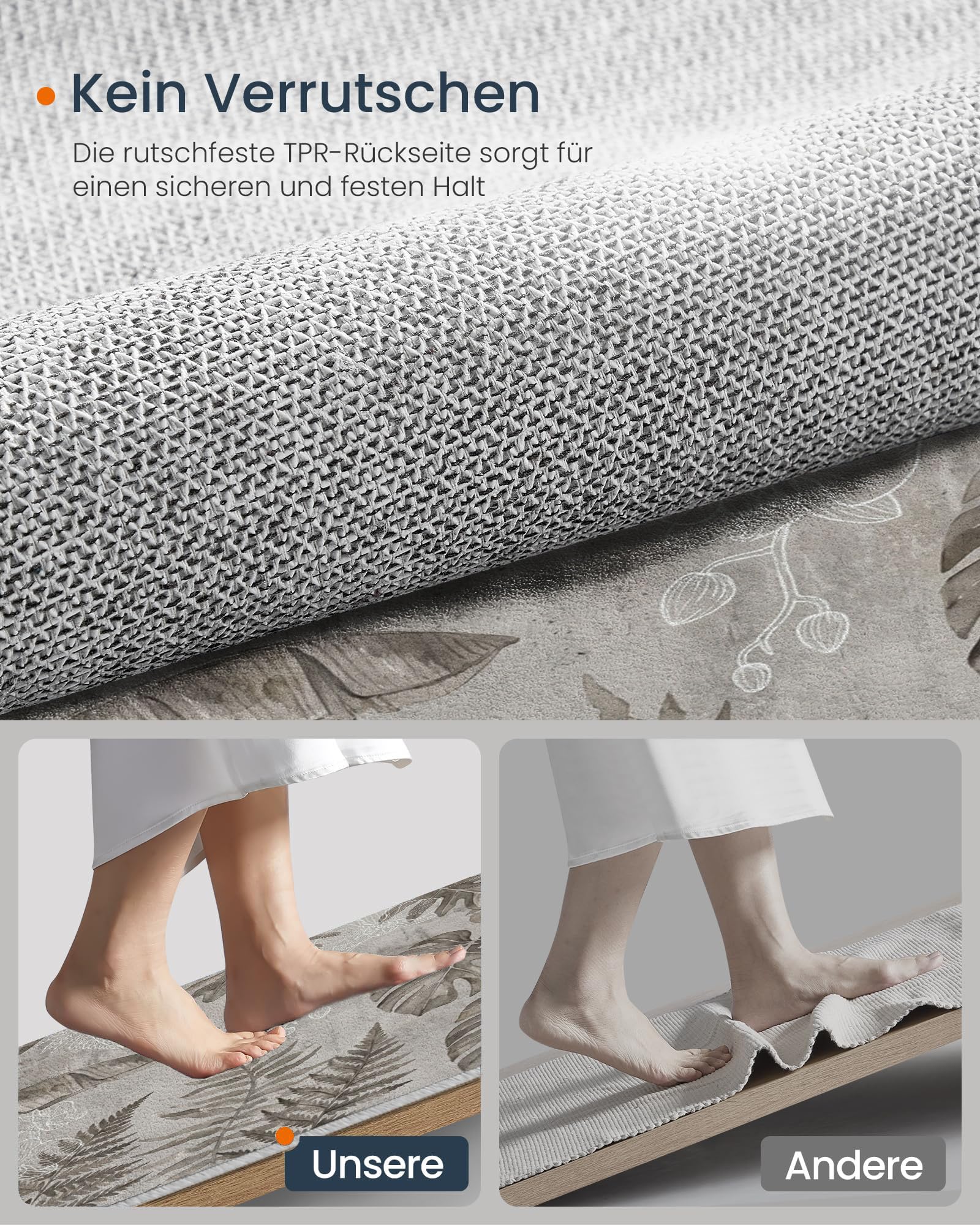 Tappeto Salotto Rotondo Grande Pelo Corto, Fiori E Piante Tropicali Grandi Antiscivolo Tondo Moquette,Foglie Banano Monstera Deliciosa Bambini Camera,Domestica Decor Tappeti (Ø 120 cm,Grigio)