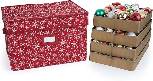 Covermates Keepsakes  Caja de almacenamiento ajustable de 72 piezas  Capacidad para adornos de 4 pulgadas  Resistente  Asas  apilables