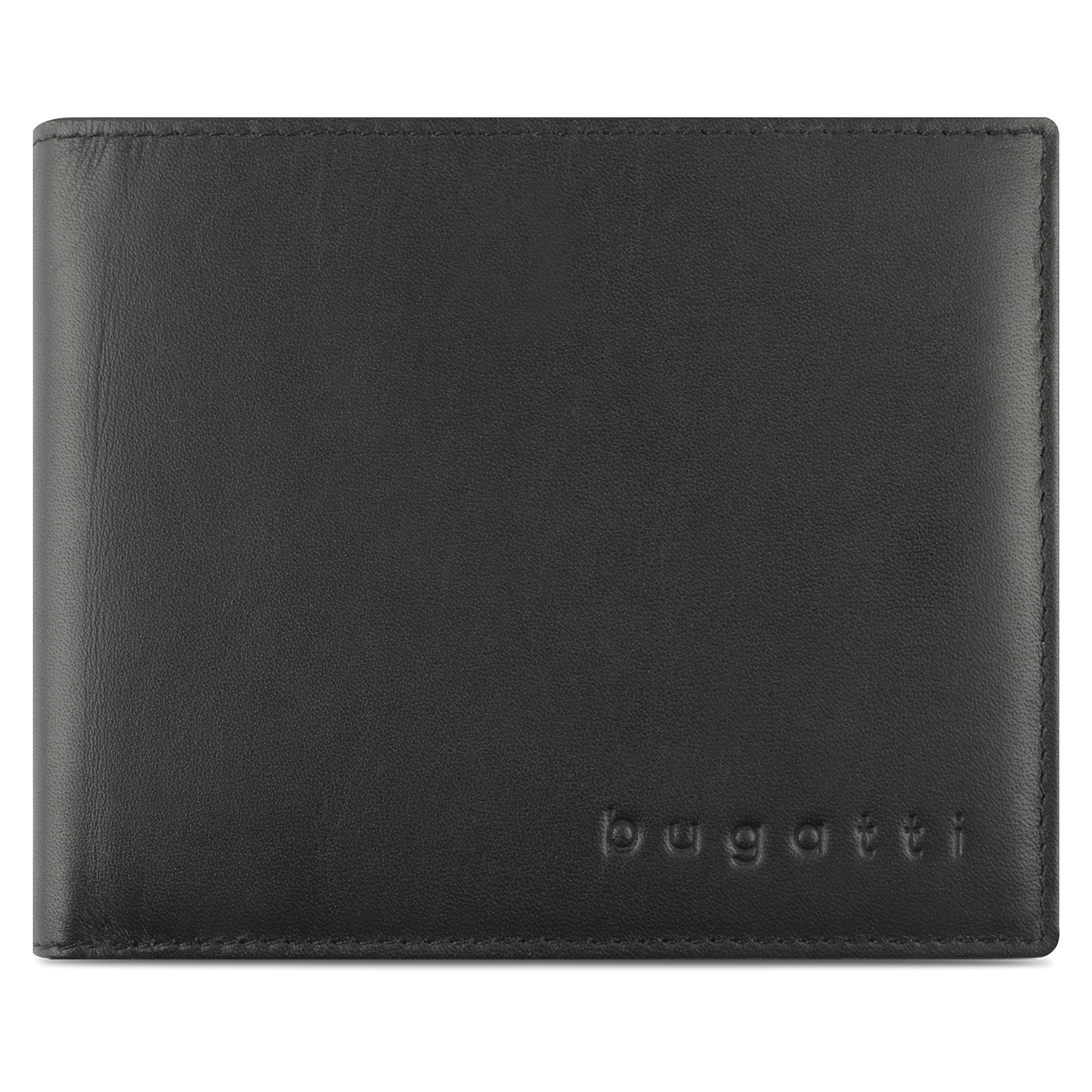 bugatti Super Slim Leder Geldbörse - Portemonnaie RFID-Schutz, Schwarz