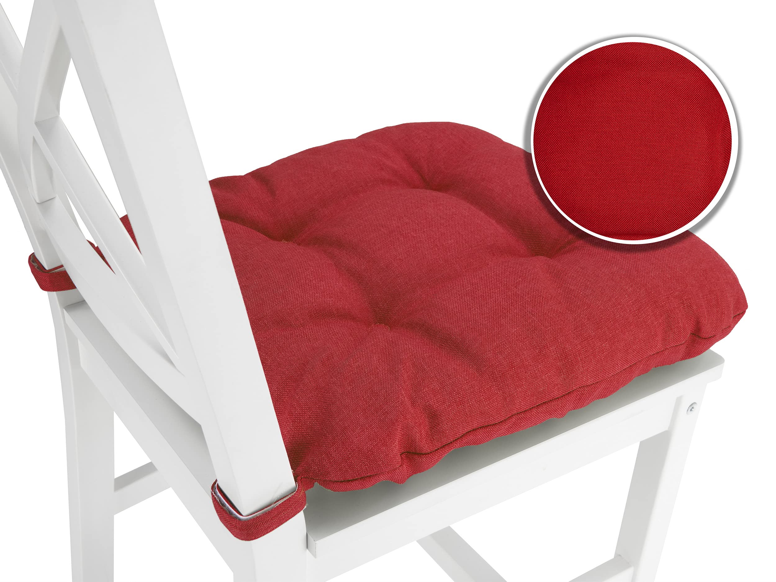 sunnypillow Set di 4 Cuscini per Sedia Cucina - con Chiusura in Strappo - Cuscini per Seduta da Sedia - Per uso Interno ed Esterno - Dimensioni: 40 (anteriori) 35 (posteriore) x 40 x 8 cm - Rosso