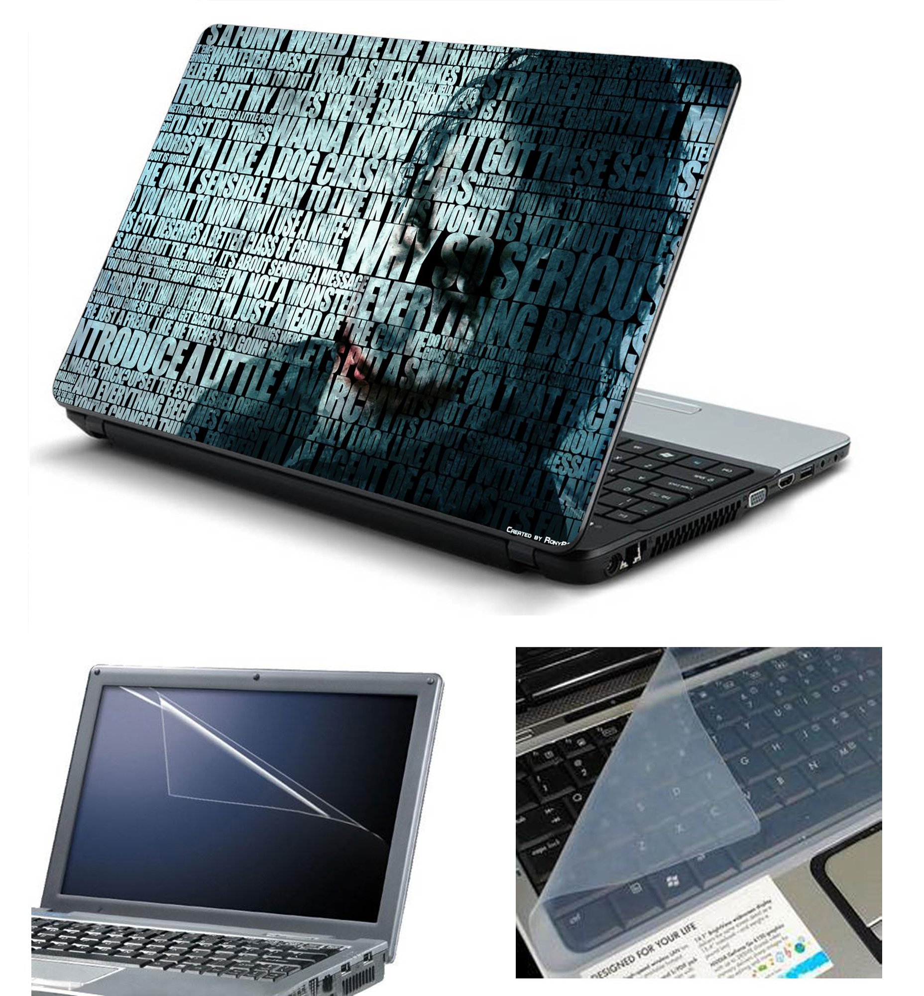 NAMO ARTt 3in1 Laptop Accessories Combo Kit Joker Quotes Skins 15.6 inch Stickers with Screen Protector and KeyGuard for All Laptop, Notebook (B01MSELEFR) Amazon Price History, Amazon Price Tracker