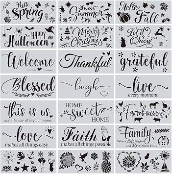 CZONG 21 Pieces Letter Stencils for Painting on Wood Canvas Laser Cut Painting Stencil - Large Alphabet Welcome Calligraphy Font Suitable for Home Decor & DIY Craft Projects