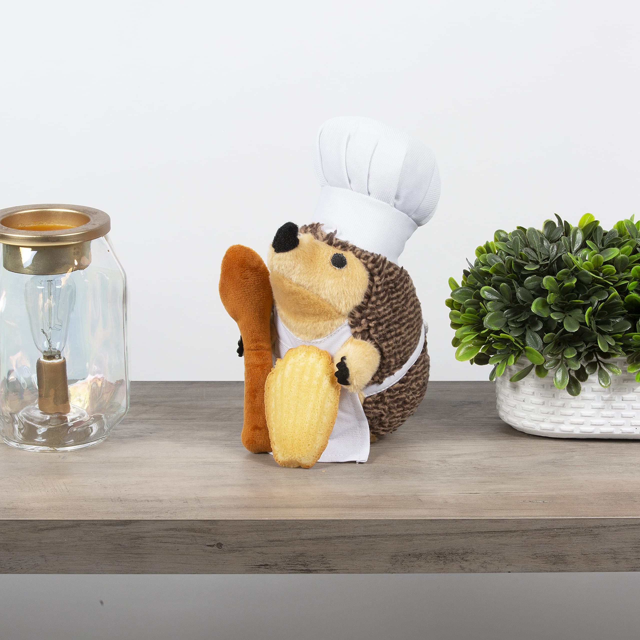 Chef Hedgehog Dog Toys Chewer - Kolec szefa kuchni - Duży pulchny, nisko rozdzierający pies zabawka wypchany plusz, jeż pies gryzienie zabawka dla wszystkich psów - 23 cm - urocze zabawki dla psów od