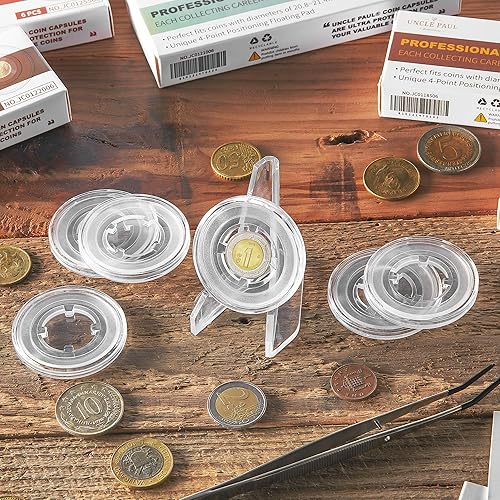 Miniatura 6 de Uncle Paul 6 cápsulas de monedas con juntas flotantes de 0.827 in  Soporte de almacenamiento profesional transparente para coleccionar monedas