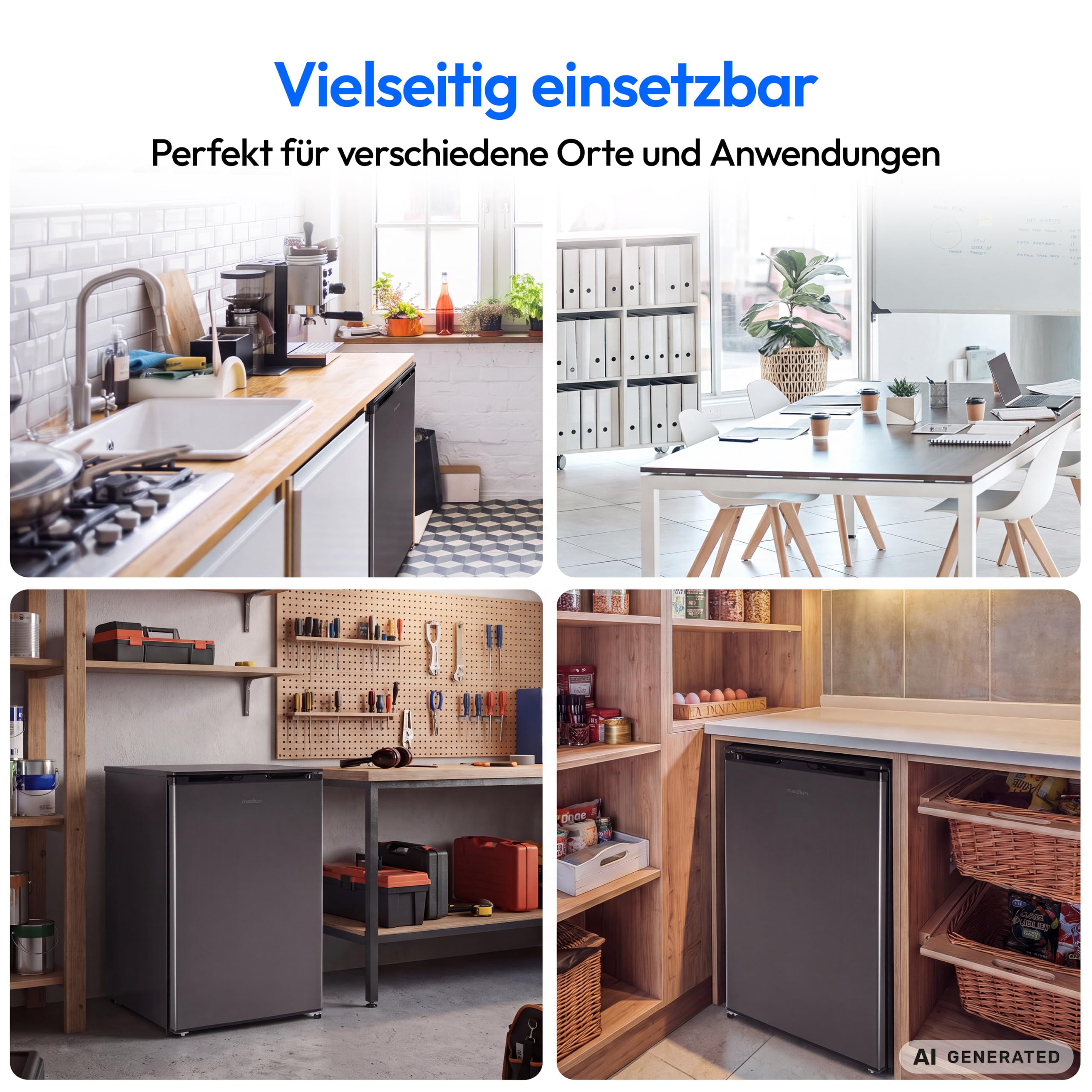 MEDION Kühlschrank mit Gefrierfach 90 Liter - MD370033 - Anthrazit