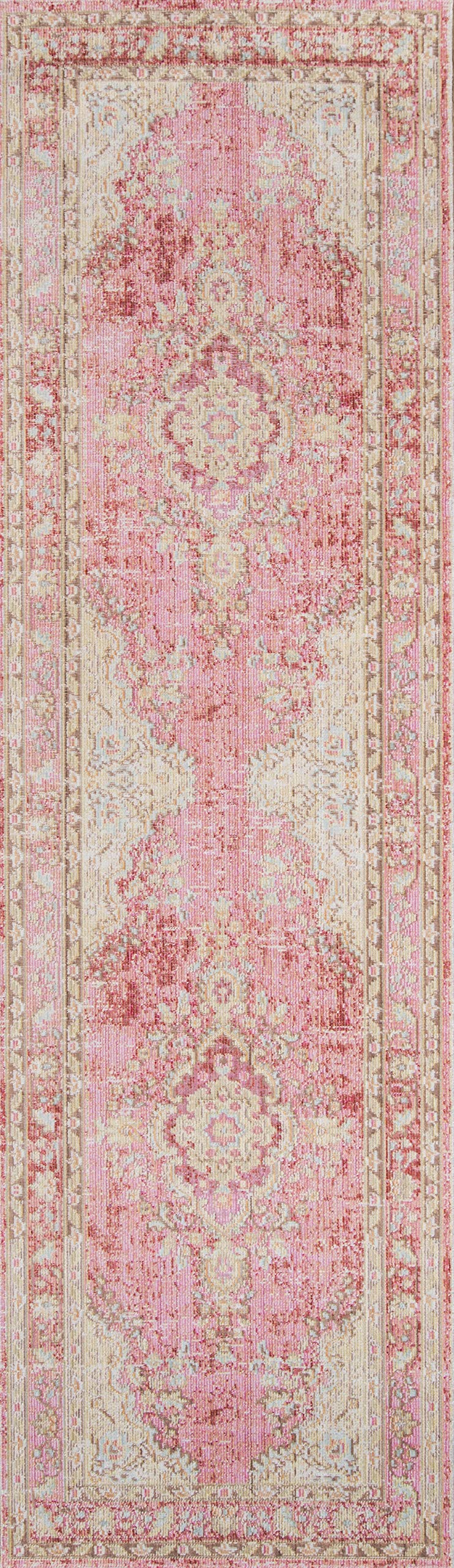 Momeni Rugs Isabella Traditional Medallion Flat Weave Area Rug, 2'7" X 8' Runner, Pink