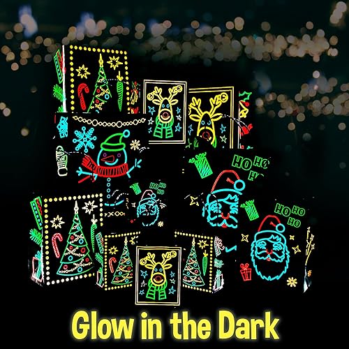 Miniatura 3 de Bolsa de regalo navideña que brilla en la oscuridad 22 piezas 11 bolsas de 4 diseños diferentes 3 tamaños grandes medianos y pequeños 10 etiquetas