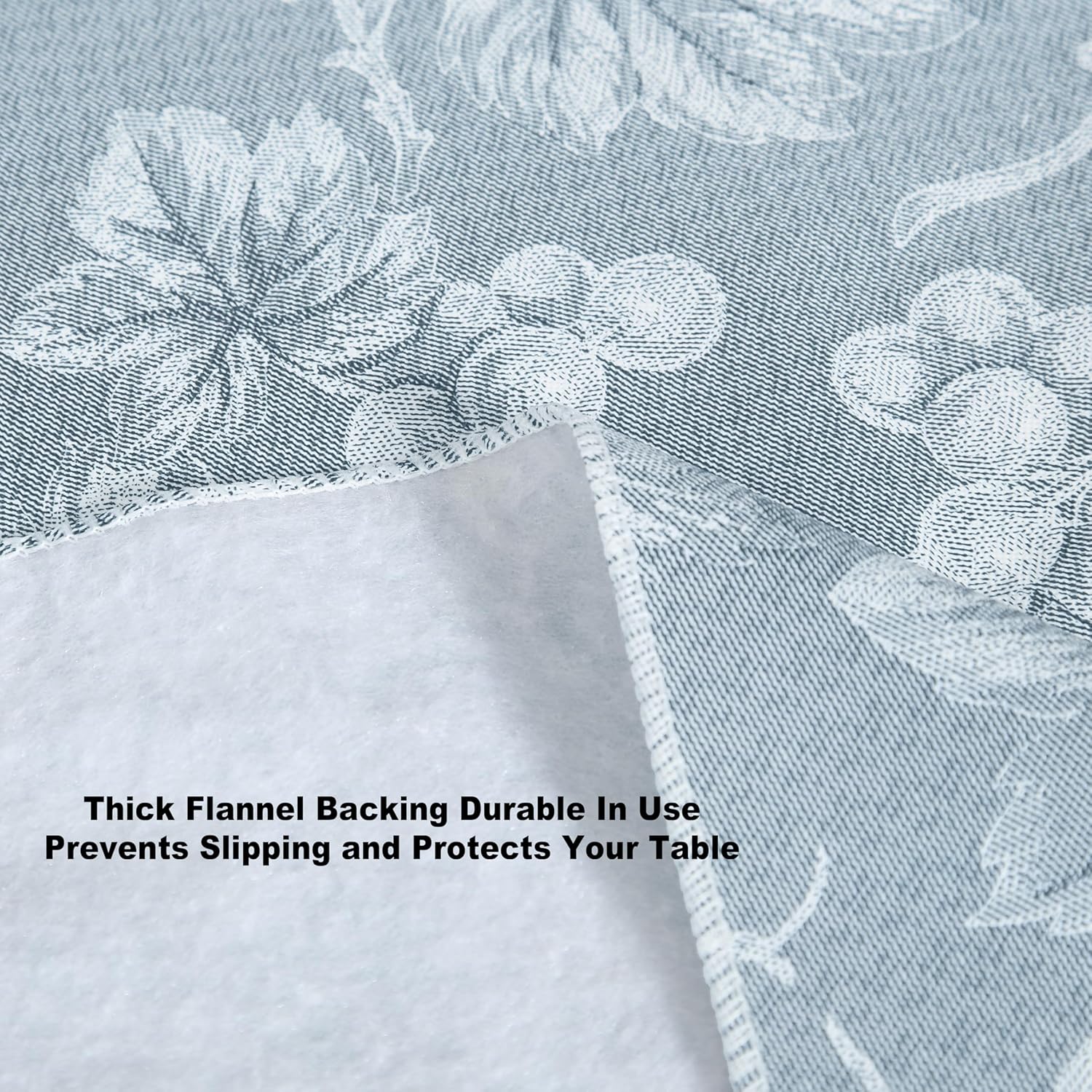 Lintex Home Bargains Plus 60 x 84 Inch Rectangle Vinyl Tablecloth with Flannel Backing, Traditional Grapevine Print, Waterproof Indoor Outdoor Dining Room, Party and Banquet Table Cover, Blue