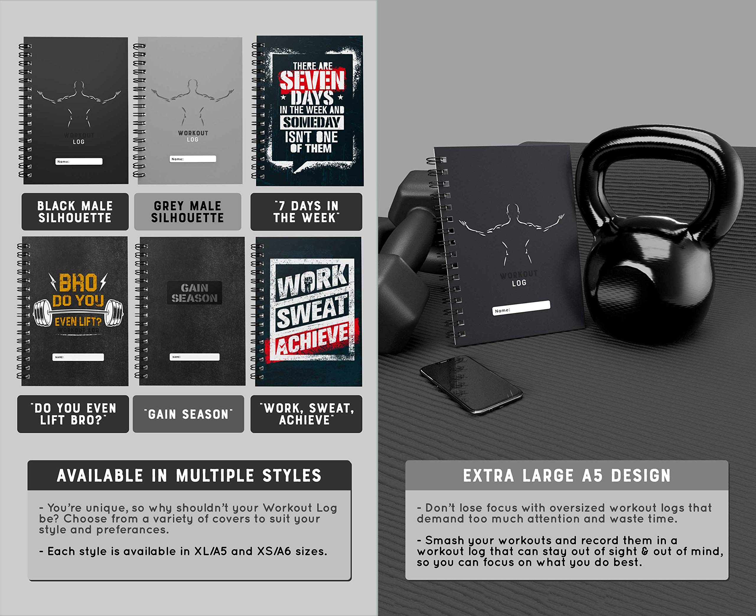 Diario Allenamento Fitness A5 - Grigio Antracite | Registro Palestra Per Bodybuilding E Obiettivi