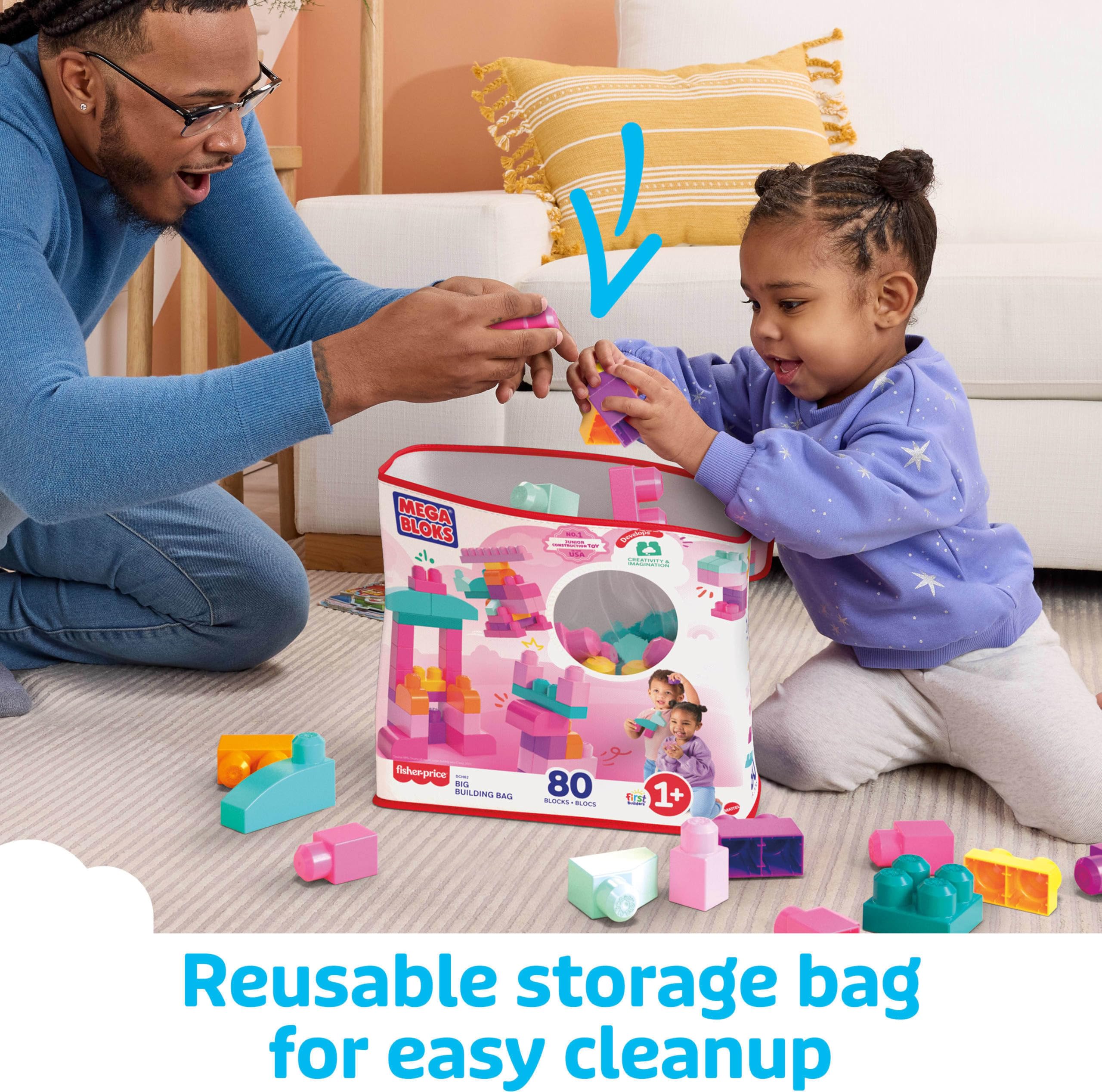 MEGA BLOKS First Builders Big Building Bag Toddler Blocks Toy Pink — Amazon image 5