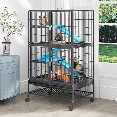 YITAHOME Jaulas de metal para animales pequeños de 4 niveles para ratas adultasconejohurónchinchillagatosconejillo de indiasgrande hámster interior