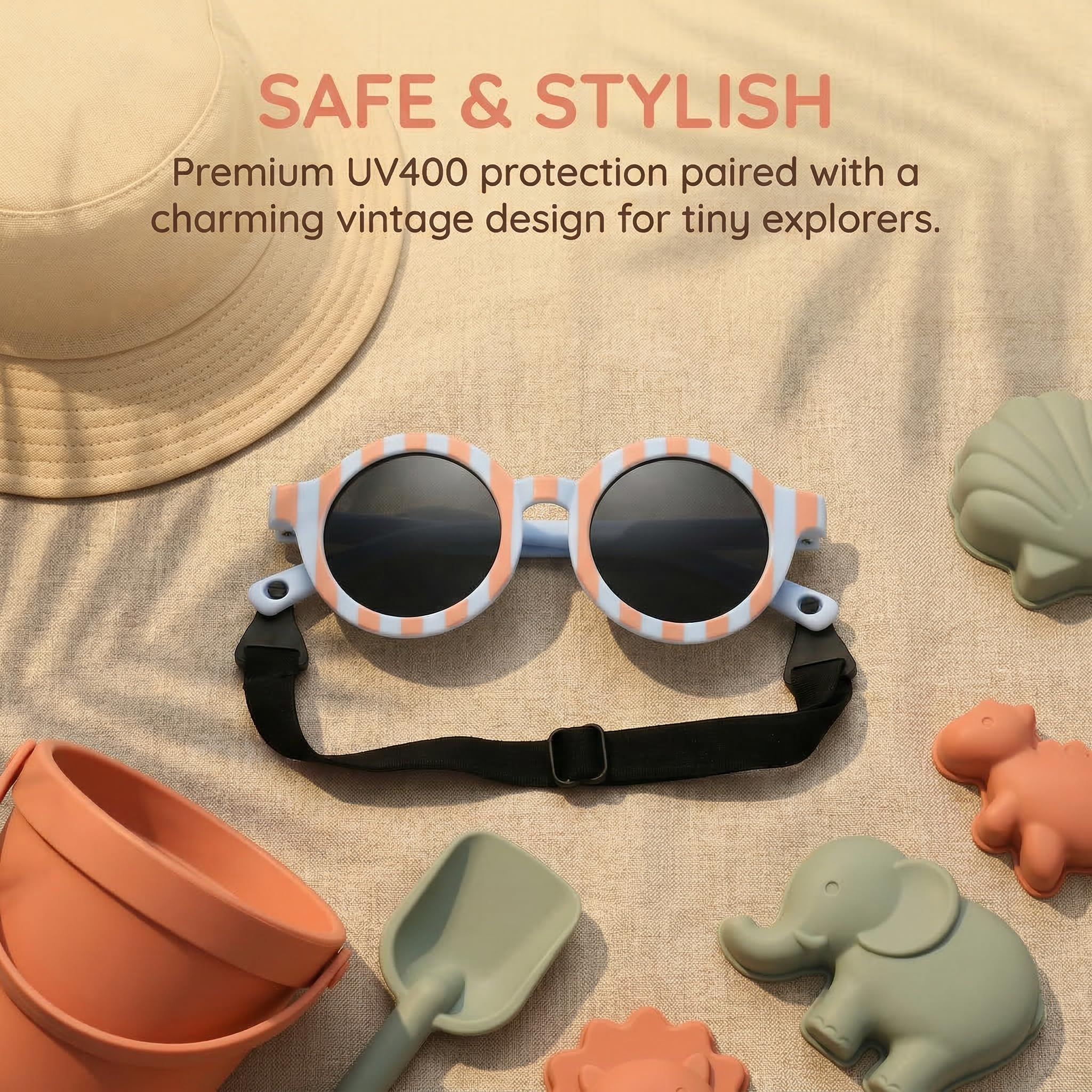 RUISOPE Gafas de Sol Bebe Polarizadas con Correa Ajustable - Protección UV400 Gafas Sol Bebe 0-36 Meses, Recién Nacido y Niños Pequeños, Irrompibles y Seguras — view 5
