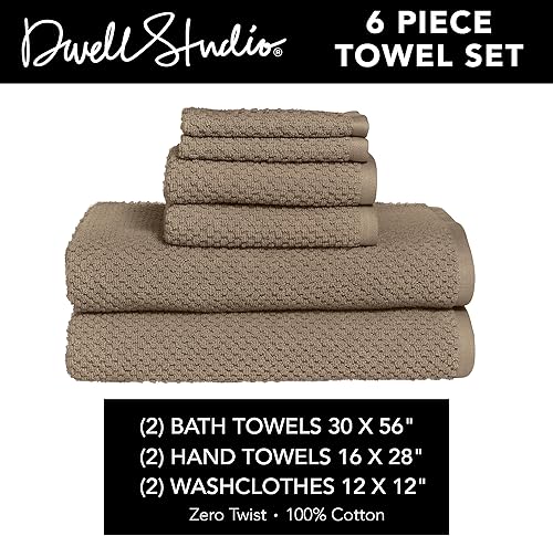 Miniatura 8 de Dwell Studio Wicker Park - Juego de 6 toallas de 100 % algodón ultra suave, 2 toallas de baño, 2 toallas de mano, 2 toallas pequeñas, algodón de