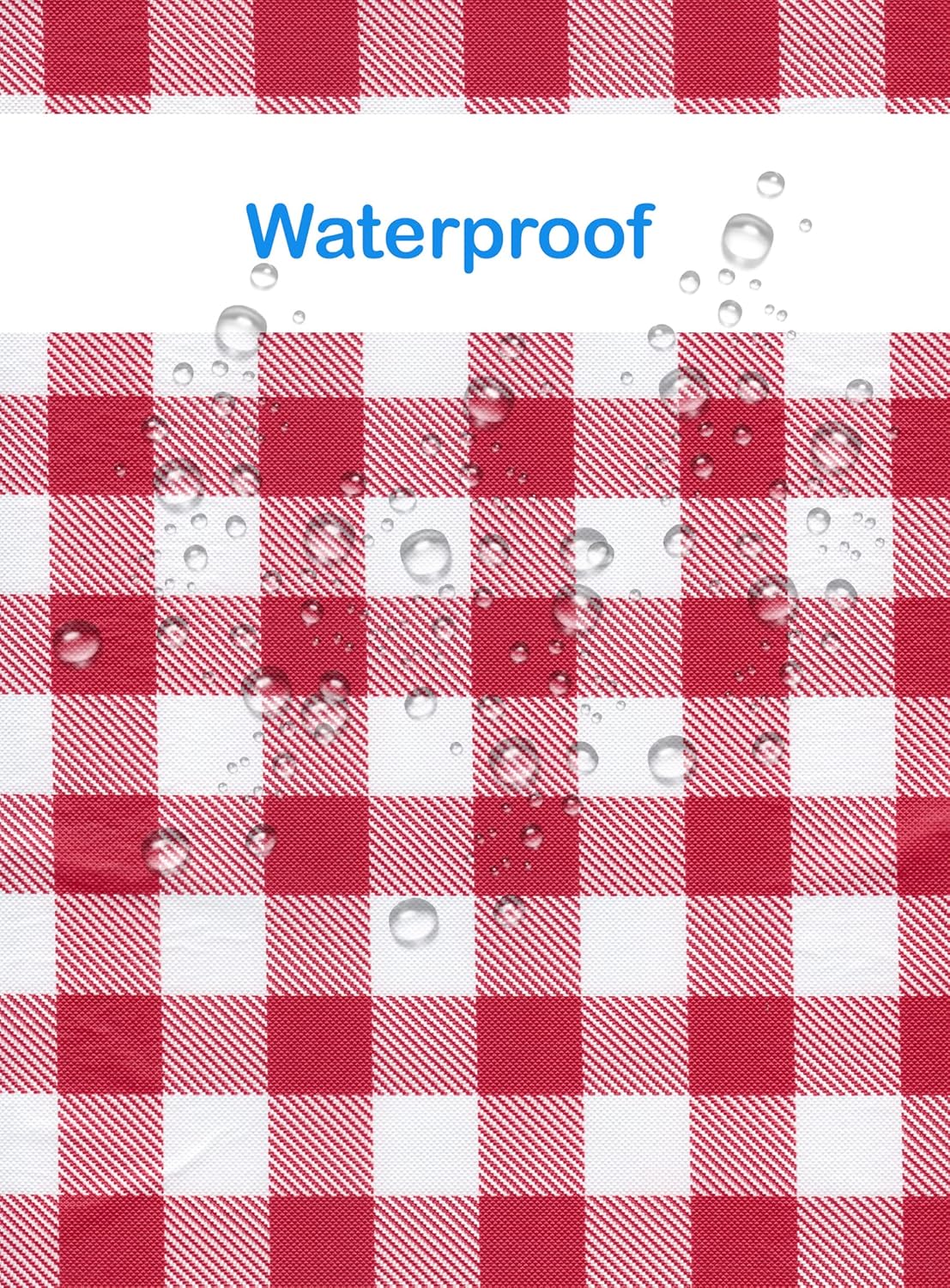 Celebrate Gingham Check Vinyl Tablecloth Flannel Back Indoor Outdoor Dining (Red/White, 70 Round)