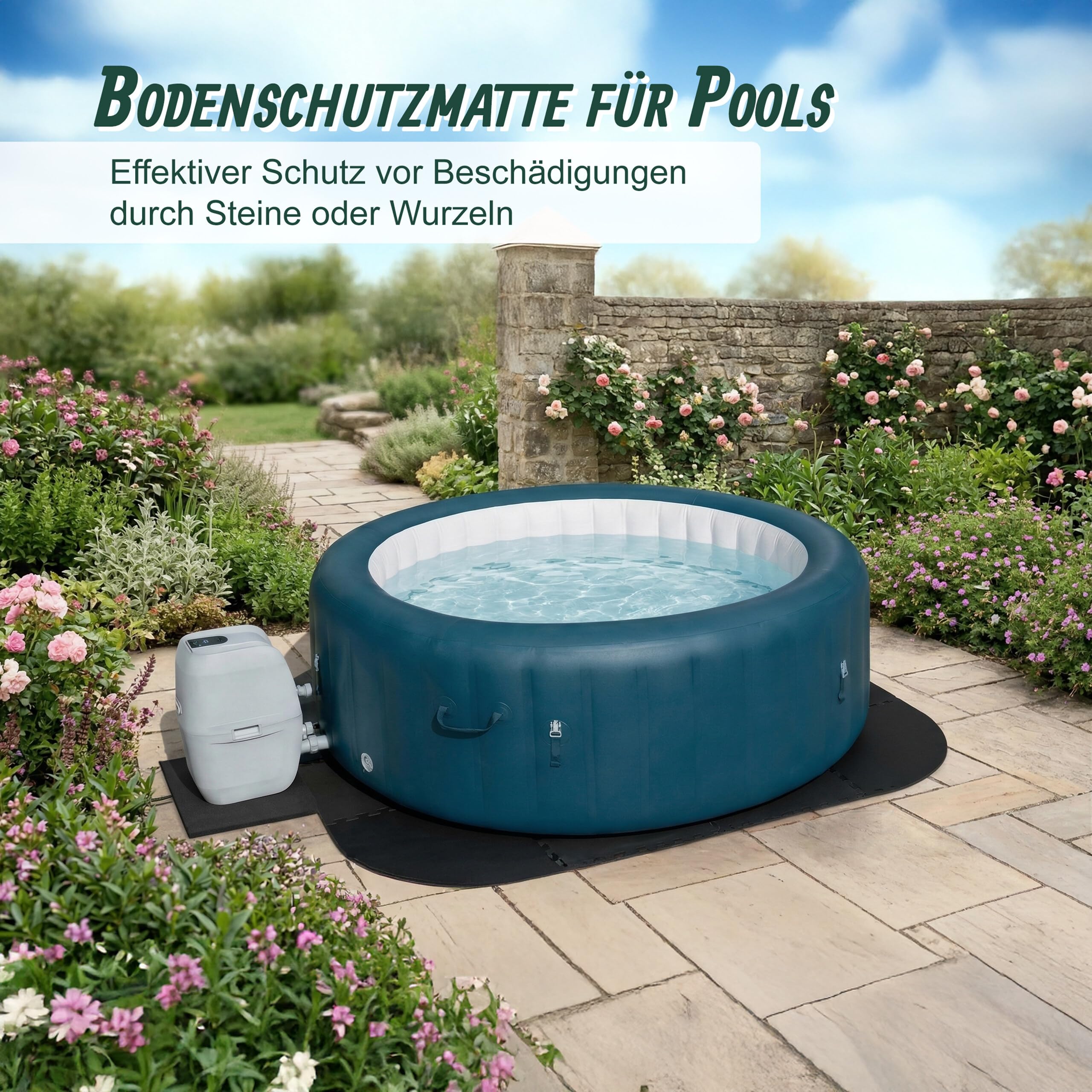 Relaxdays Pool Unterlagen, mehrteilig, Schaumstoff, Poolmatte, Pool Bodenschutz, Steckmatte, Größenauswahl, schwarz