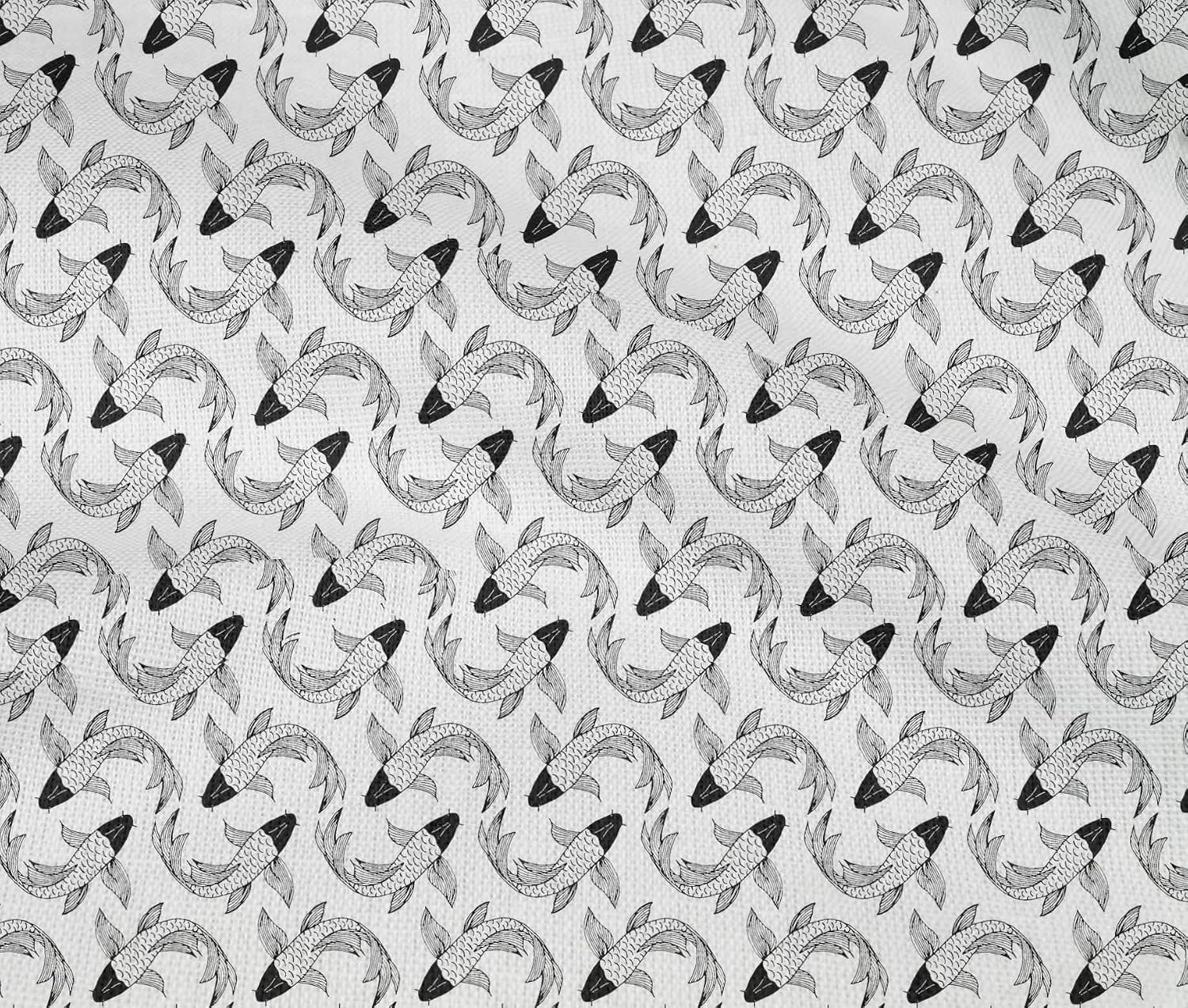 oneOone Cotton Flex Black Fabric Koi Fish Ocean Sewing Fabric by The Yard Printed DIY Clothing Sewing Supplies 40 Inch Wide