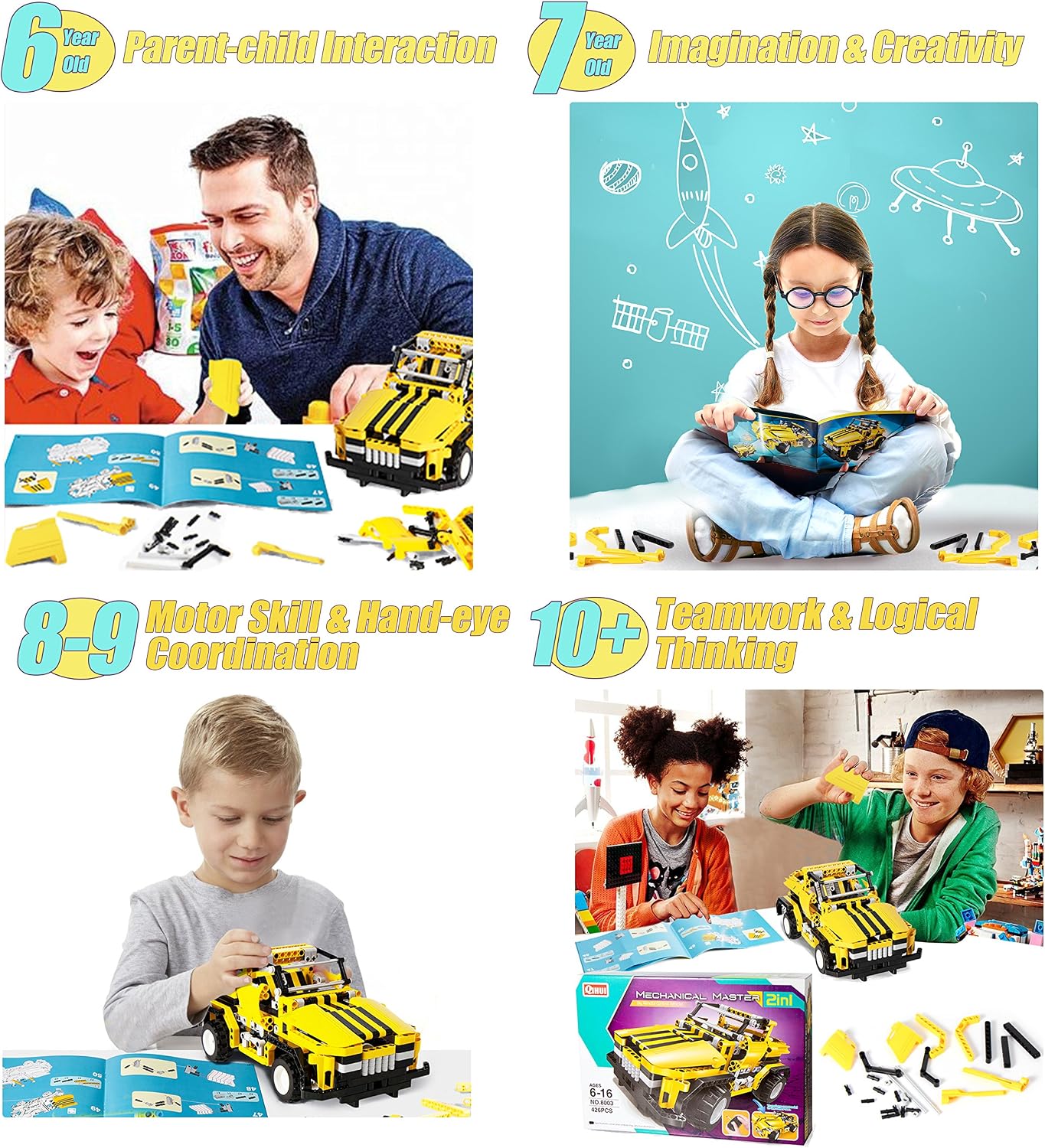 2-in-1 Remote Control Car Building Set | STEM Learning Kits for Boys and Girls 6-12 | Best Engineering Toy Gift for Kids Ages 7,8,9,14 Year Old (426pcs)