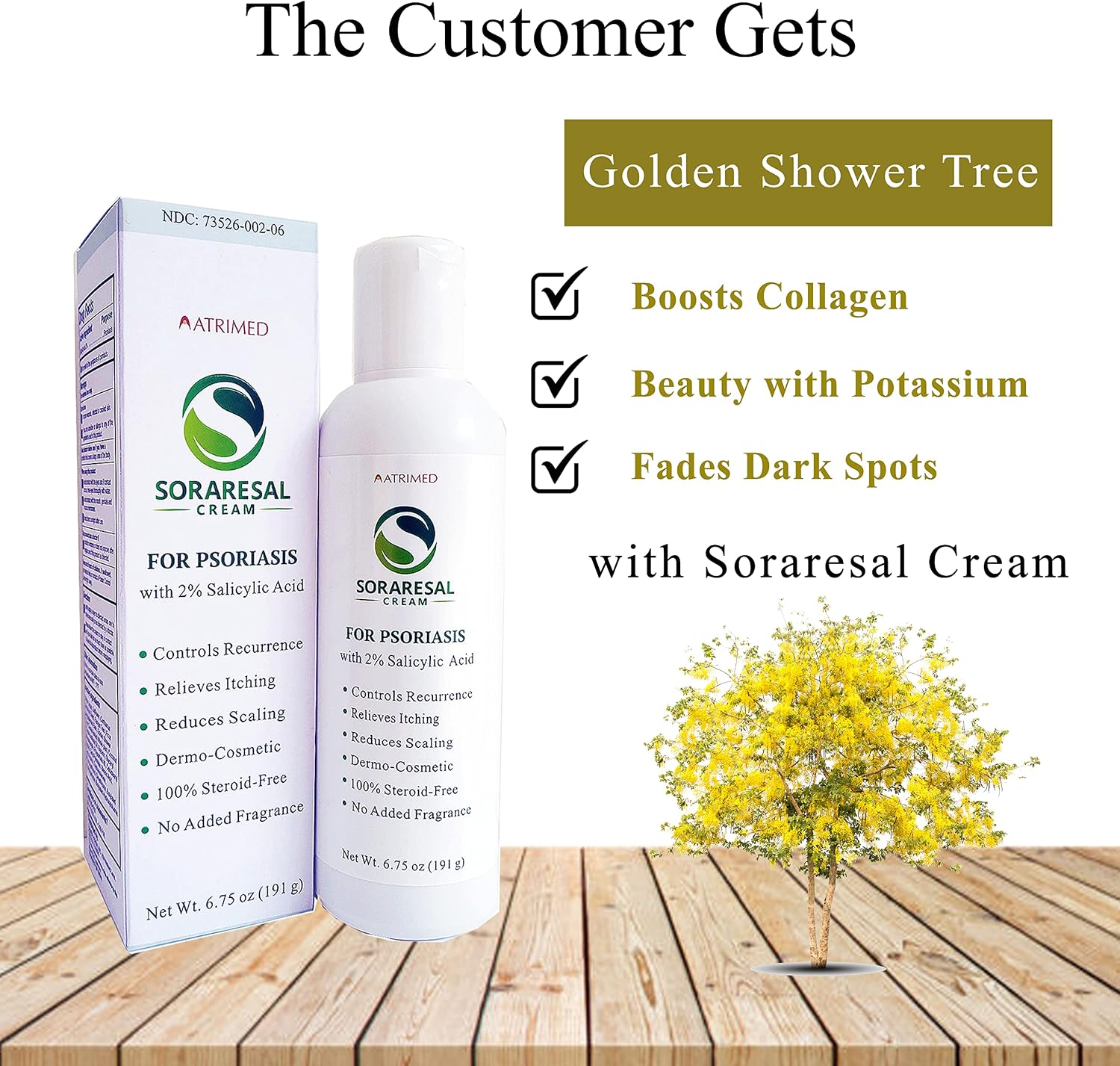 SORARESAL Cream for Psoriasis Treatment with Salicylic Acid, Beauty Moisturizer and Skin Care Hydration Formula Also with Coconut Oil, Vitamin C, Vitamin E, Vitamin A