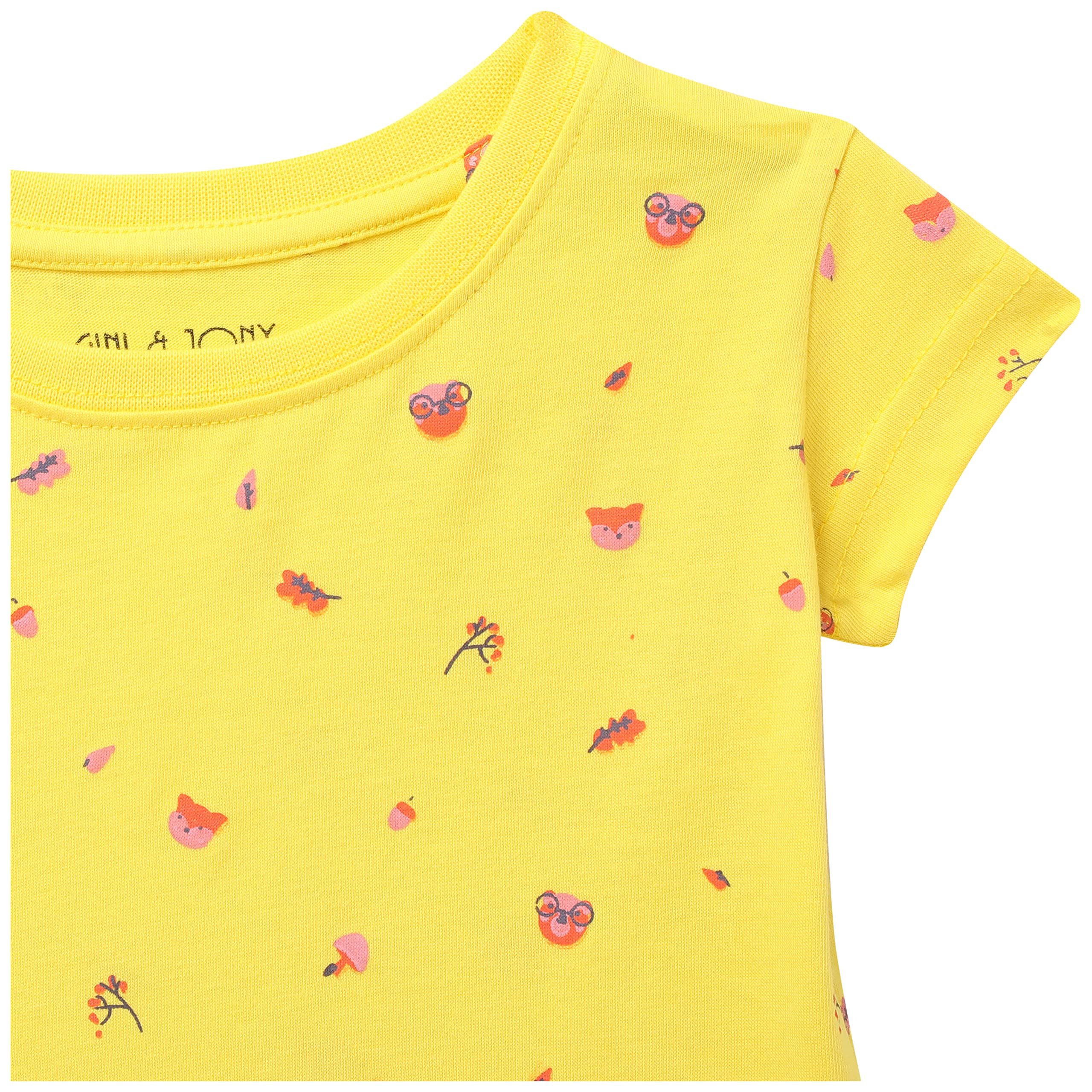 Gini & Jony Baby-Girl's Solid Regular T-Shirt (121246526208T Blazing Yellow(C317) 12M) 1