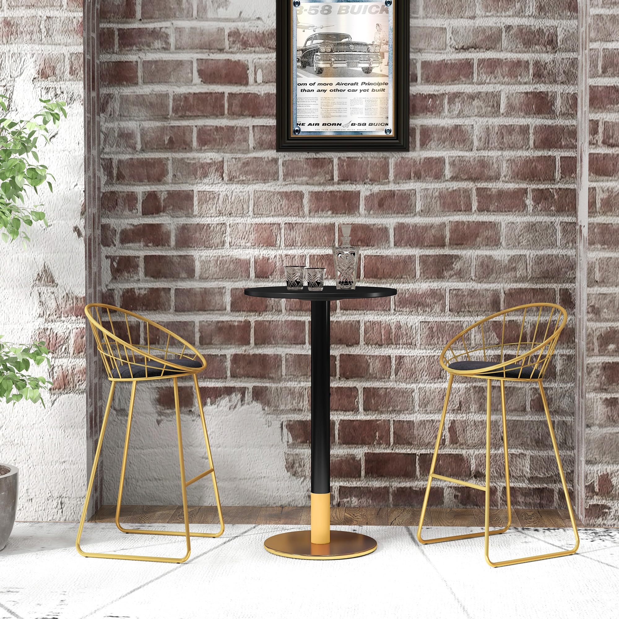 HOMCOM Table de Bar Ronde Mange-Debout 60L x 60l x 102H cm Noir