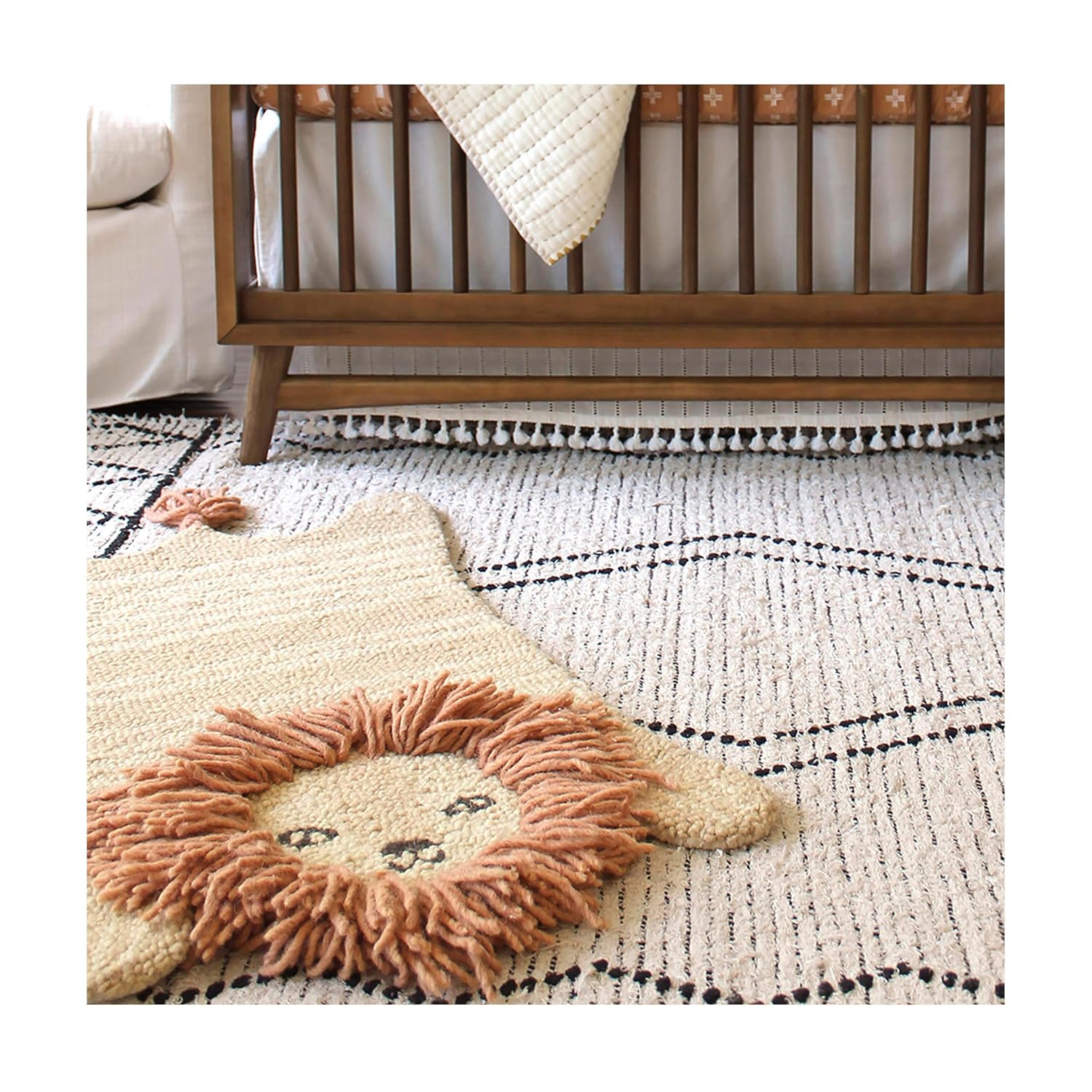 Crane Baby Safari Nursery and Toddler Room Décor, Wool Floor Rug for Boys and Girls, Lion Shape, 23" x 36"