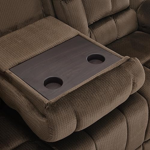 Miniatura 9 de MCombo Sofá reclinable eléctrico Zero Gravity RS6236 con mesa abatible, masaje de calor y vibración, sofá reclinable doble de 3 plazas con puertos