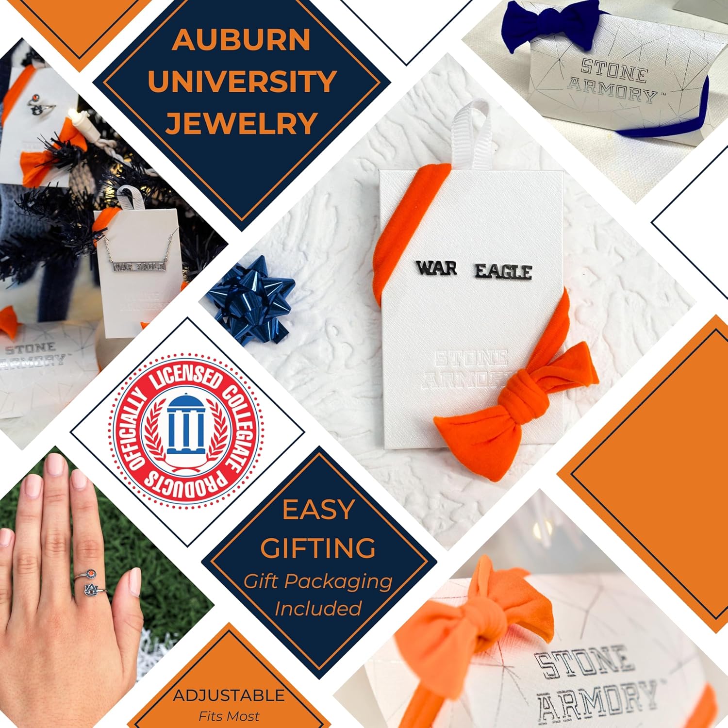 Stone Armory Earrings for Auburn University Jewelry Gifts for Women, Graduation – Stainless Steel Skin-Friendly AU Tigers stud earrings