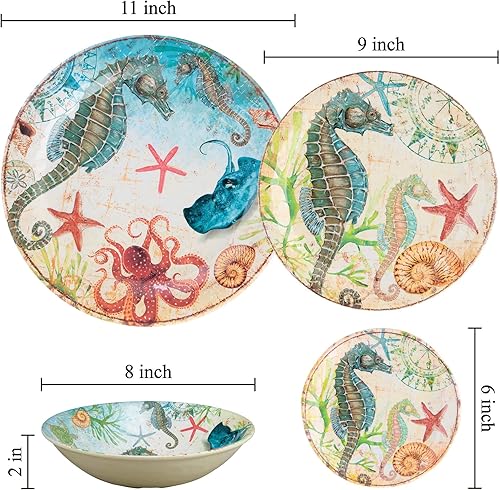 Miniatura 2 de UP ware - Platos de melamina de 6 pulgadas, platos de aperitivos, platos de postre (caballito de mar)