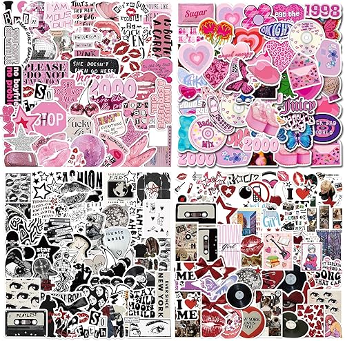 200 calcomanías Y2K, calcomanías retro estéticas de cibertendencia, vinilo impermeable para botellas de agua, maletín para fiestas de cumpleaños,
