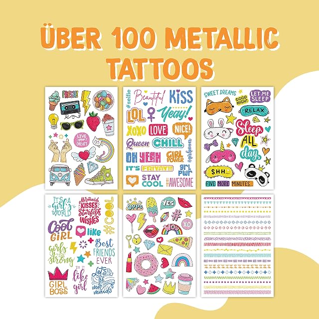 Foto 2 de 7 de 100 tatuajes metálicos para pegar - tatuajes infantiles respetuosos con la piel Summerjam - diseños chulos