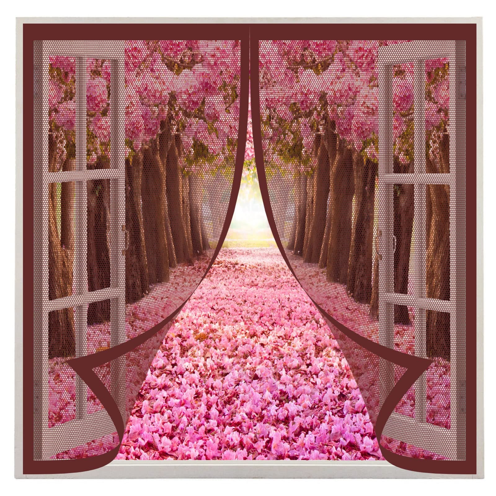 Moustiquaire détachable pour fenêtres et portes 105 x 195 cm marron