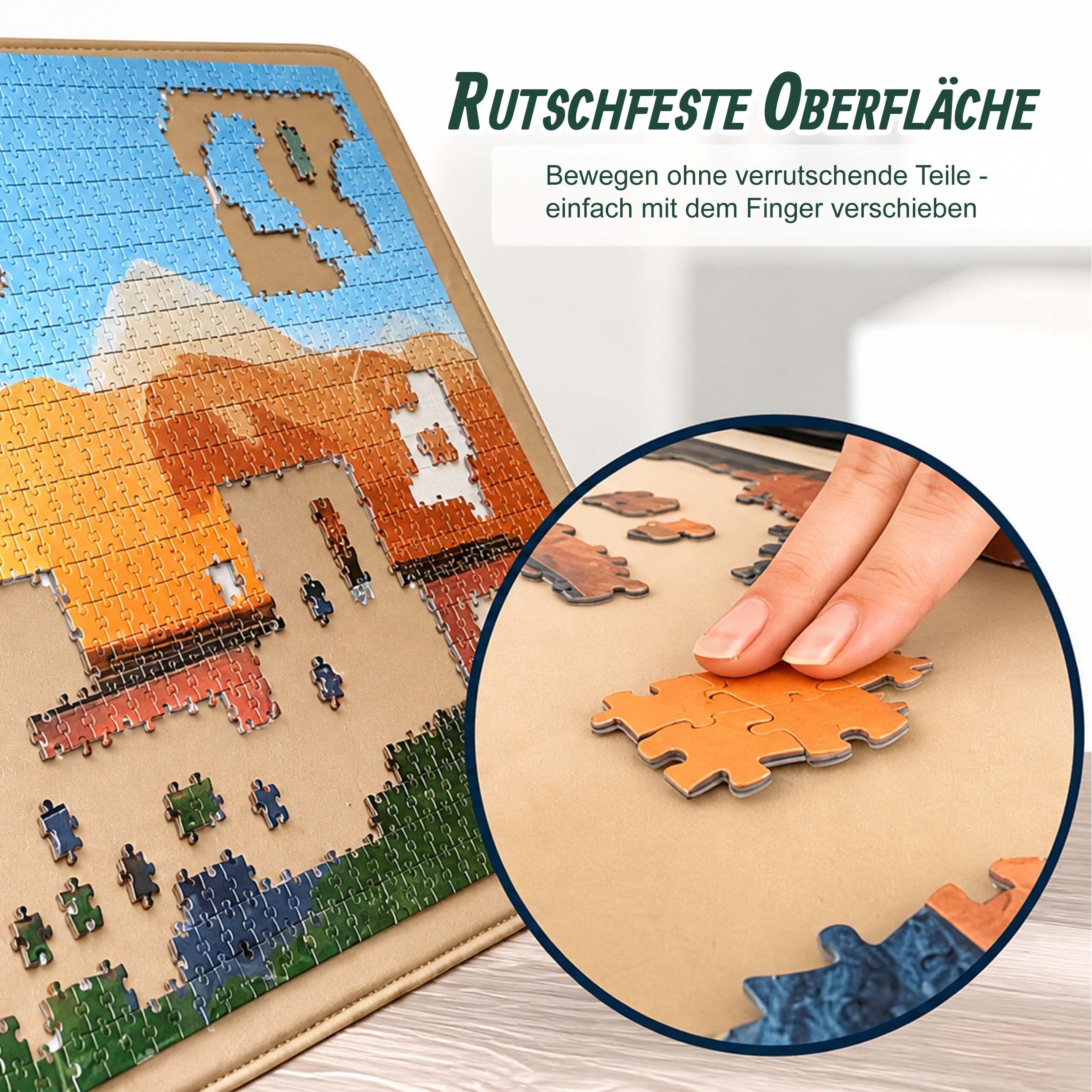 Relaxdays Puzzlekoffer, 1500 Teile, 2 Sortierplatten, schwarz/beige