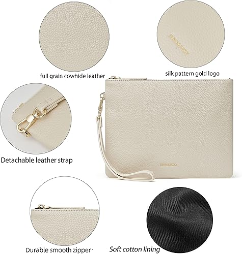 Miniatura 3 de DORIS&JACKY Bolso de mano de cuero para mujer, bolso grande y delgado para teléfono con correa desmontable