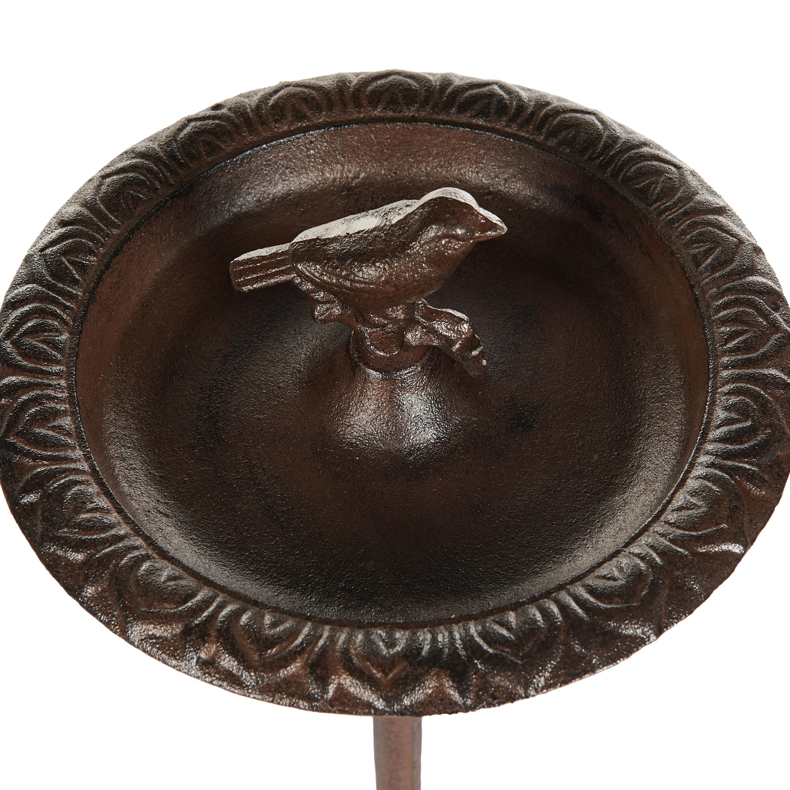 Bebedero para pájaros de jardín para exterior pileta de hierro antiguo decorativo marrón Swallow