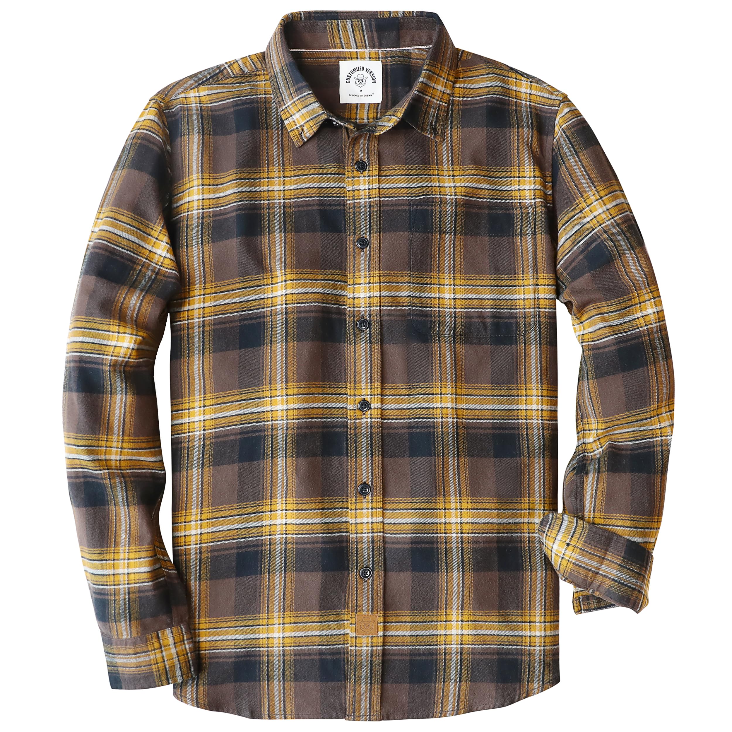 Dubinik® Flannel Shirt for Men Plaid Mens Button Down Long Sleeve Shirts Soft Pure Cotton Casual Cozy Regular Fit
