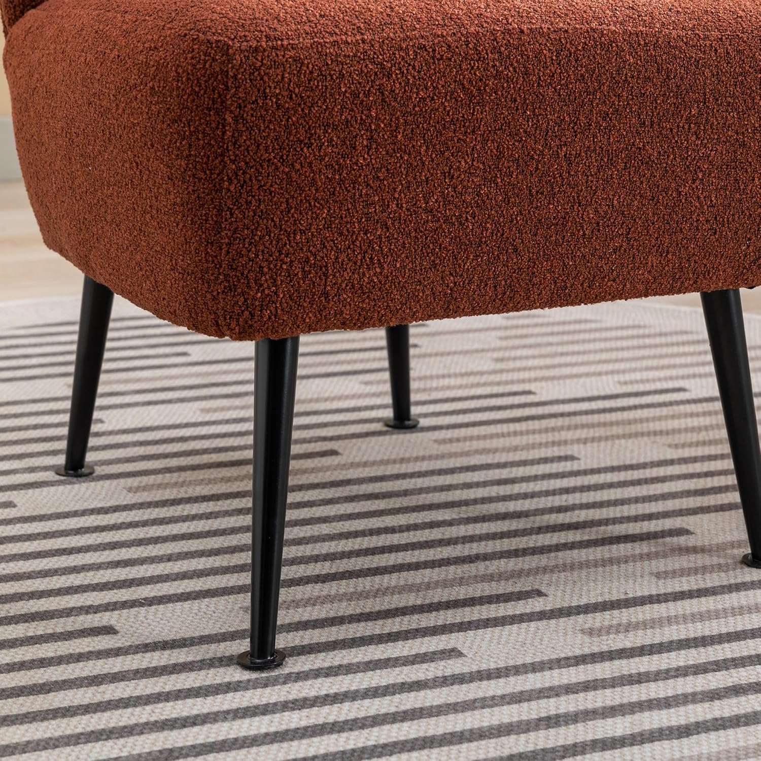 Living Room Chairs, Armless Accent Chair with Rubber Wooden Legs Modern Upholstered Corner Side Chair for Living Room, Bedroom, Office, Hotel Burnt Orange As Shown