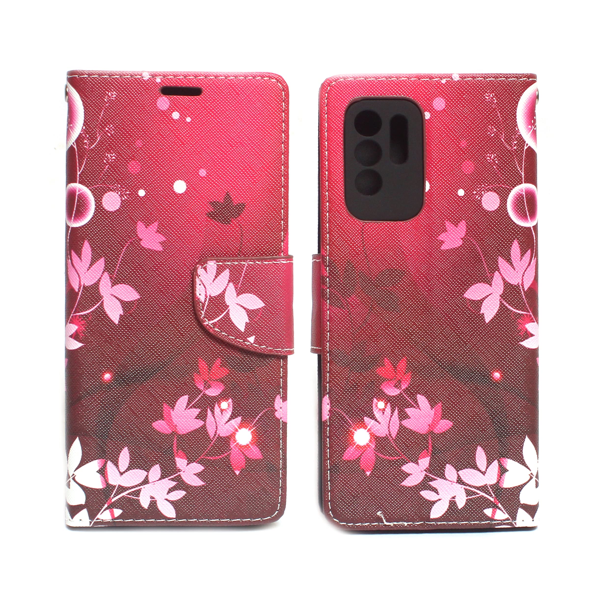 Arbuda Fancy Printed Designer Leather Flip Wallet Back Cover Case for Oppo A16 - Red Flower (B09RB1ZBY9) Amazon Price History, Amazon Price Tracker