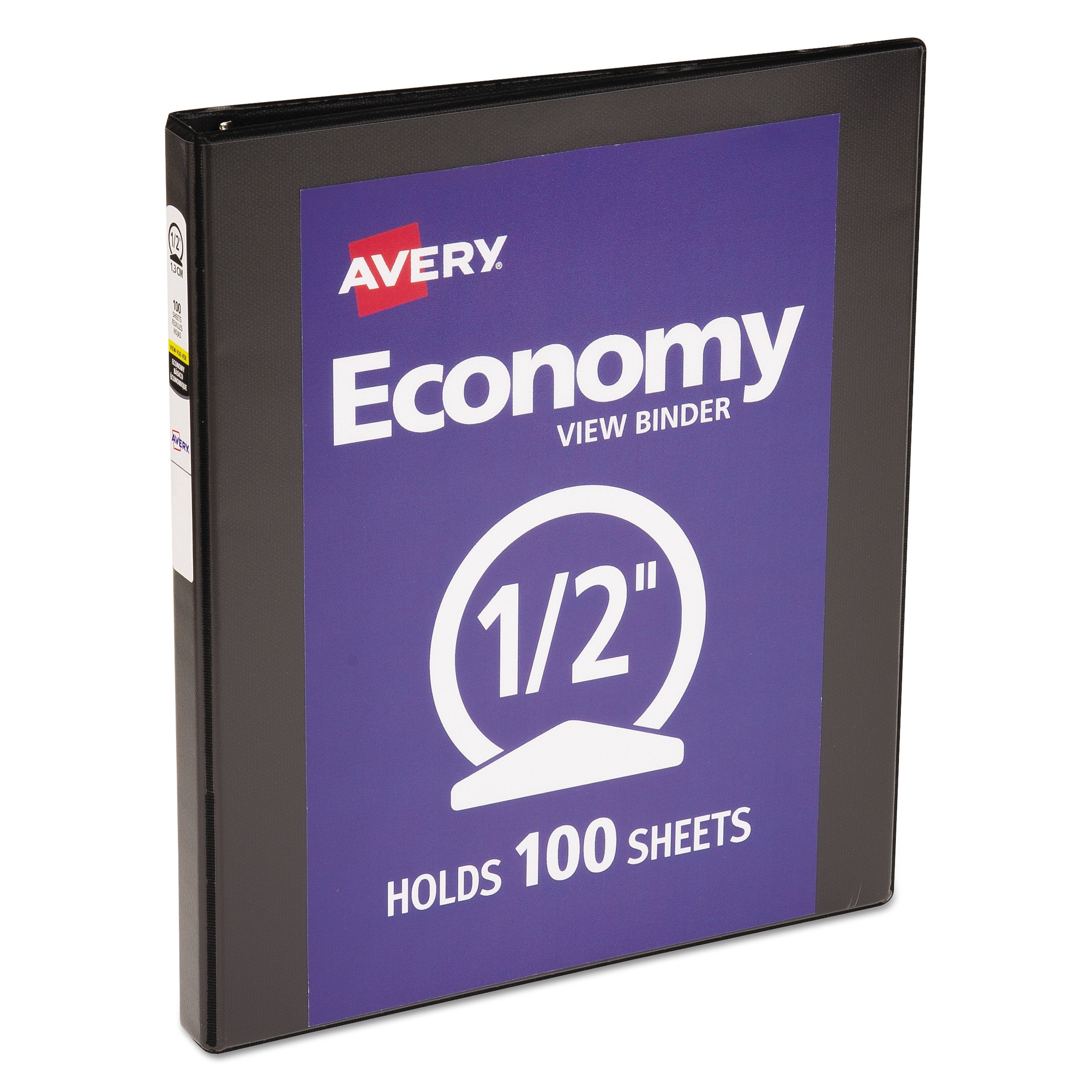 Avery 05705 Economy Reference View Binder, 1/2in Capacity, Black