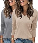 Arach&Cloz 2 Pack Womens Sweater Fall Trendy 2025 Lightweight Soft V Neck Long Sleeve Casual Shirt Tops Winter Clothes